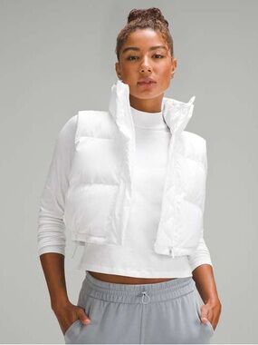 Lululemon Wunder Cropped Puff Vest LW4CB9S in White - Size 8